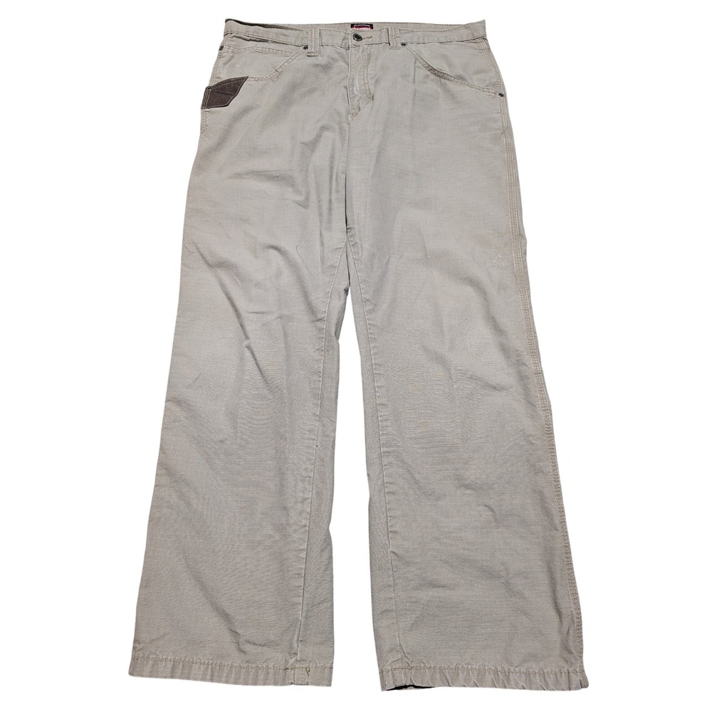 Wrangler Carpenter Pants Mens 34x30 Tan Ripstop Workwear Utility WM WT1DK Khaki